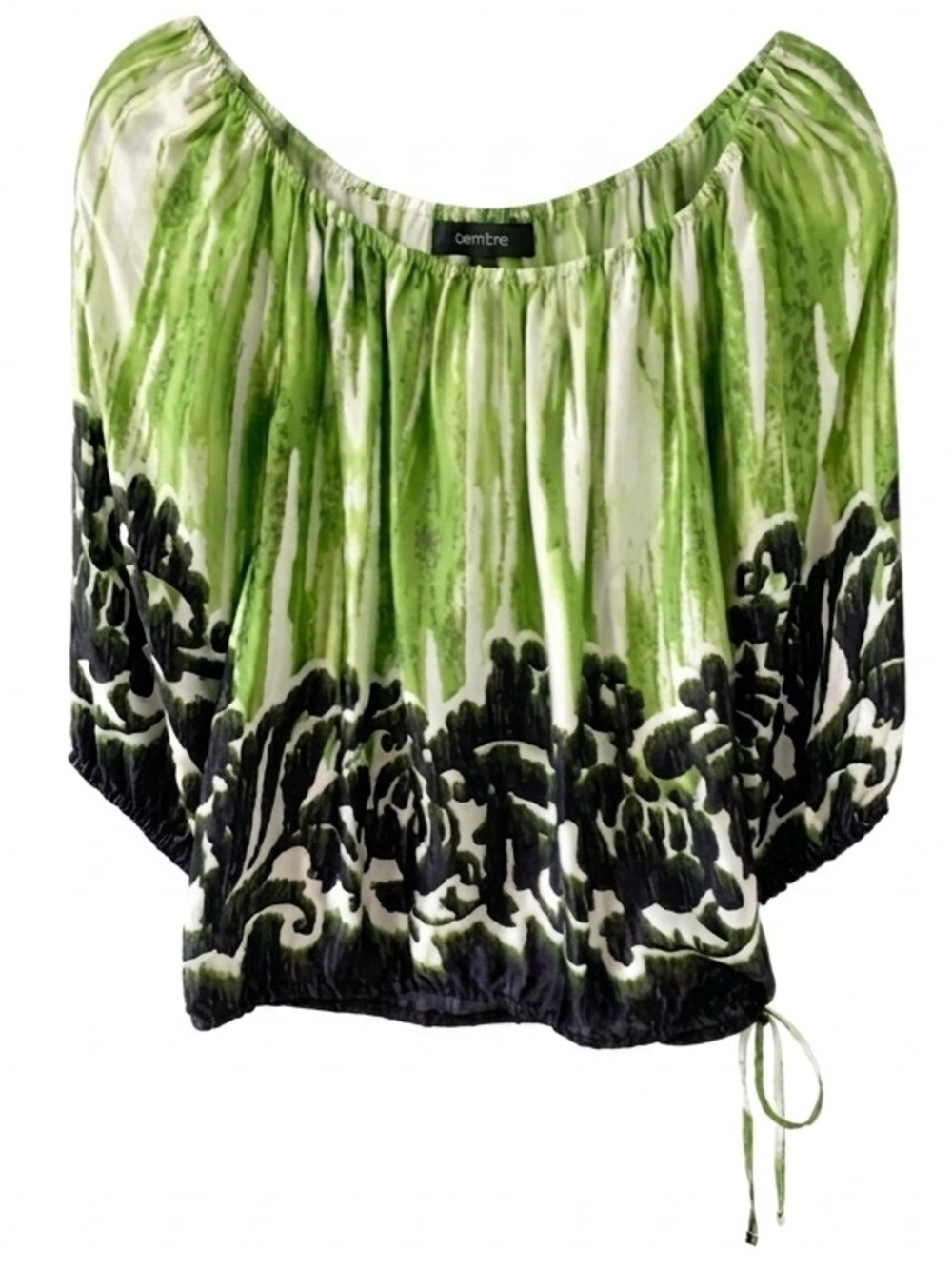 Karen Kane Silk Peasant Style Off the Shoulder Blouse Tie at Hem Summer Garden